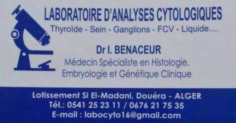 Laboratoire d&rsquo;Analyses Cytologiques – Dr I. Benaceur